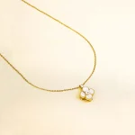 Golden Pearl Floral Spinning Necklace