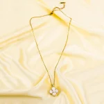 Golden Pearl Floral Spinning Necklace - Image 5