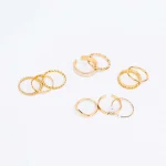 Pack of 10 Golden And Pearly White Chain Rings Combo - Image 2