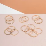 Pack of 14 Sleek Golden Rings Combo