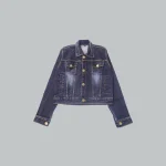 Black Crop Denim Jacket - Image 8