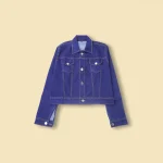 Deep Blue Crop Denim Jacket - Image 9