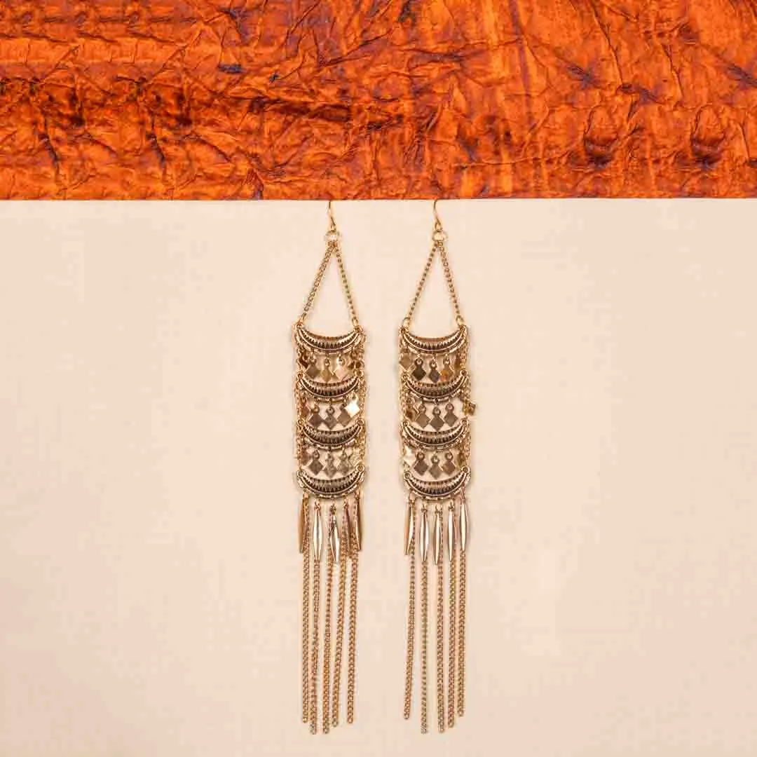 DSC2156.webp Antique Boho Long Chain Tassel Earrings - Image 1