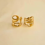 Pack of 2 Golden Assymetrical Hollow Rings