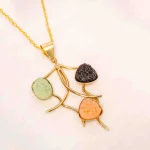 Brass Stone Studded Pendant Necklace - Image 2