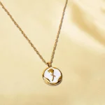 Golden Engraved Rose Shimmer Chain Pendant Necklace - Image 3