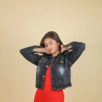 Black Crop Denim Jacket - Image 2