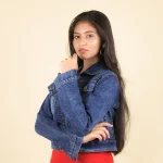 Blue Crop Denim Jacket - Image 5
