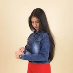 Blue Crop Denim Jacket - Image 3