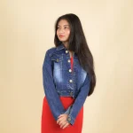 Blue Crop Denim Jacket - Image 4