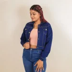 Deep Blue Crop Denim Jacket - Image 6