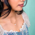 Golden Dainty Pearl Chain Necklace - Image 3