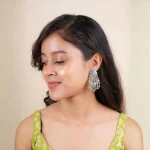 Intricate Silver Beaded Tassel Earrings - Image 3